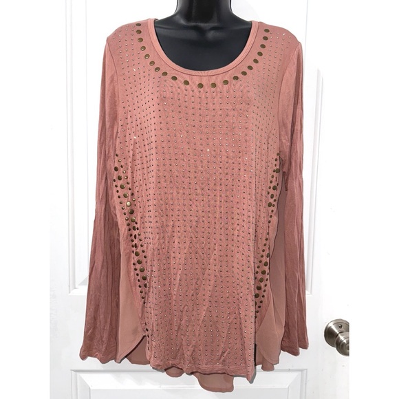 Vocal Tops - Vocal Studded & Rhinestone embellished Long sleeve tunic top